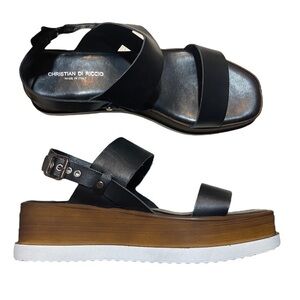 Christian Di Riccio Sandals Sling Back Heels Made in Italy Leather Size 41